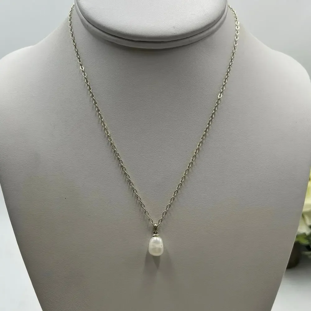 Kendra Scott Lindsay Silver Single Strand‎ White Pearl Necklace Reworked